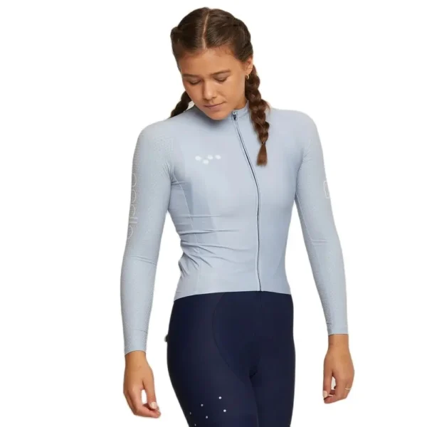 The Pedla Team Women Pro Cycling Jersey BOLD Print Coolmax Long Sleeve Riding Tops Wear Coolmax Bicycle Shirts Pink Blue